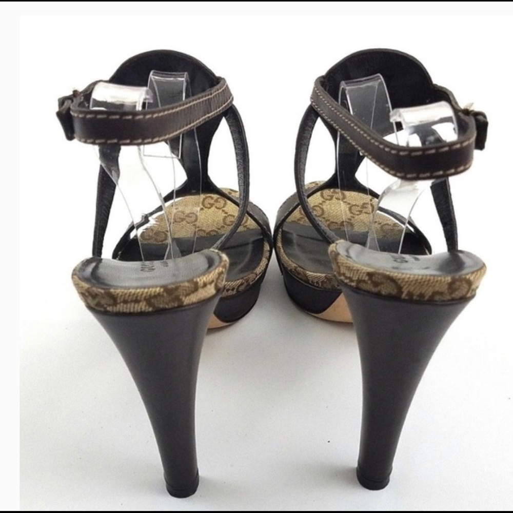 Gucci Brown Monogram Heels - Picture 4 of 15